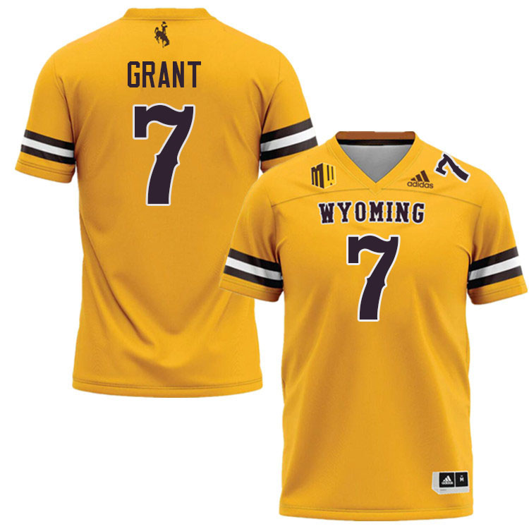 Wyoming Cowboys #7 Markie Grant College Football Jerseys Stitched-Gold